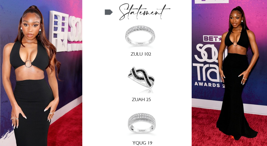 Normani wearing Le Vian®  rings to the 2021 Soul Train Awards